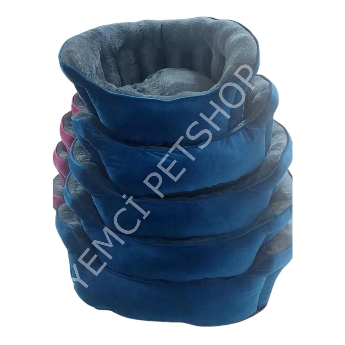 LİON PET MAVİ İSTRİDYE PELUŞ KÖPEK YATAĞI XL 75*65 CM