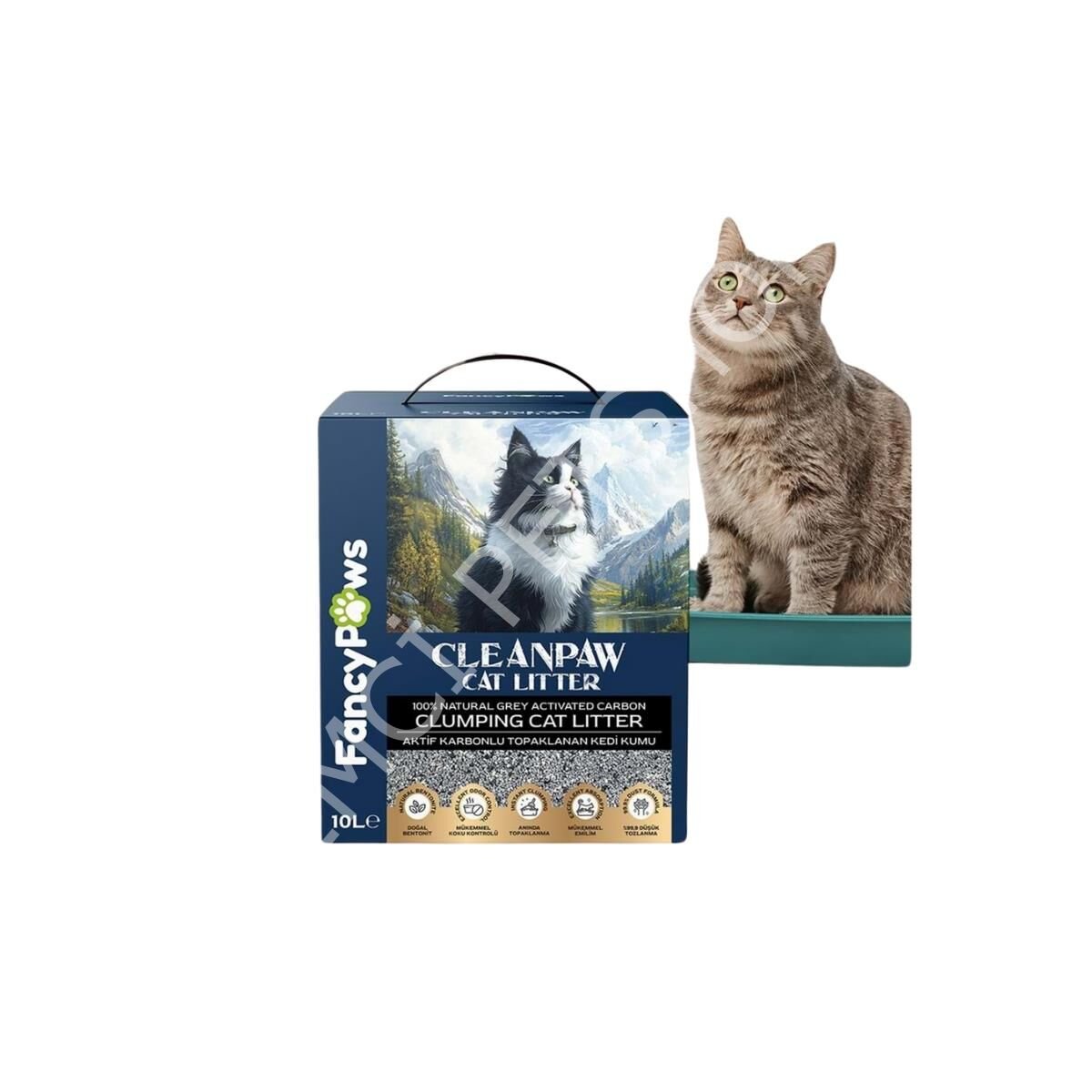 FANCY PAWS CLEAN PAW GREY AKTİF KARBON BENTONİT KEDİ KUMU 10 L KUTU