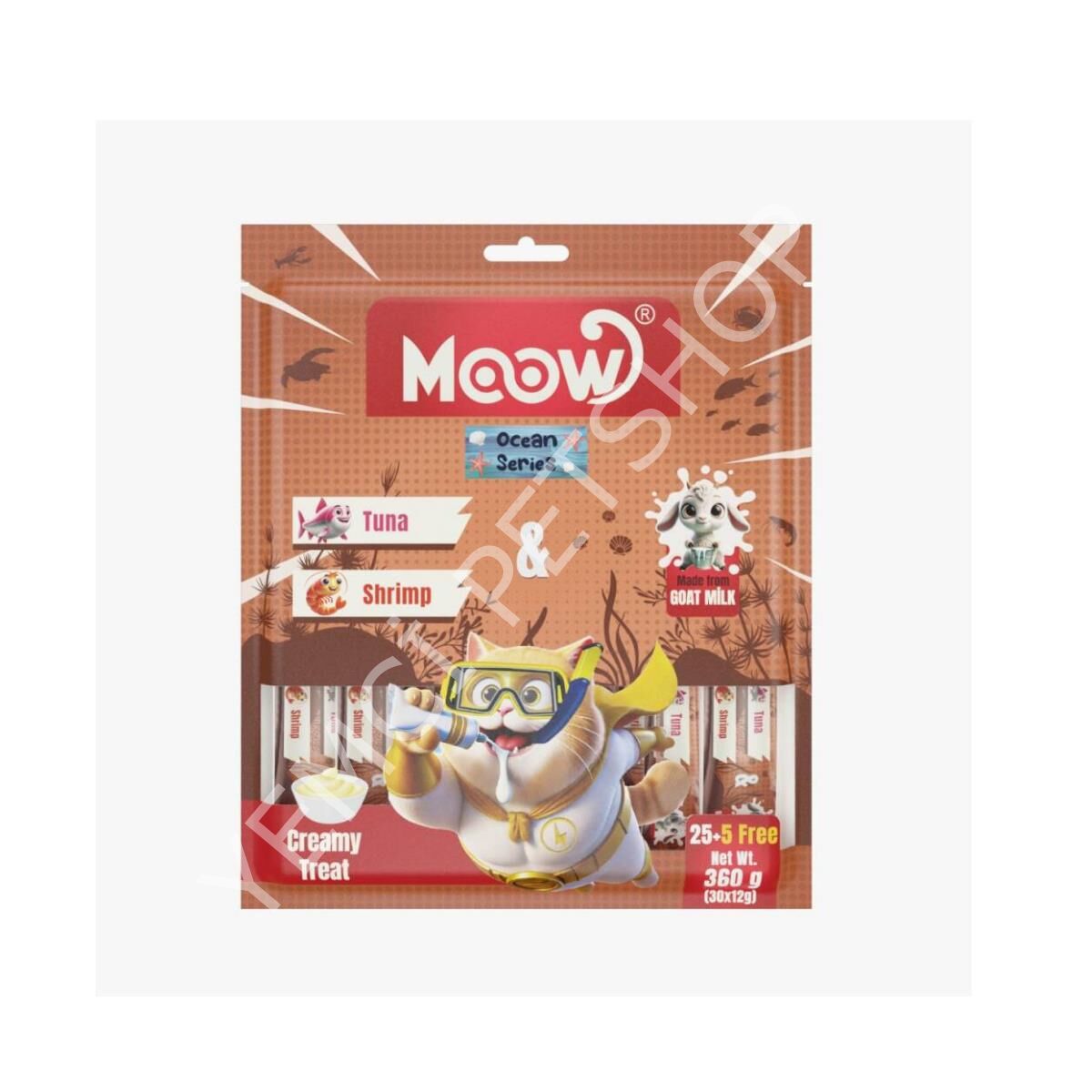 Moow Ton Balıklı&Karidesli Keçi Sütlü 12gr x 30'lu Kedi Krema Ödülü