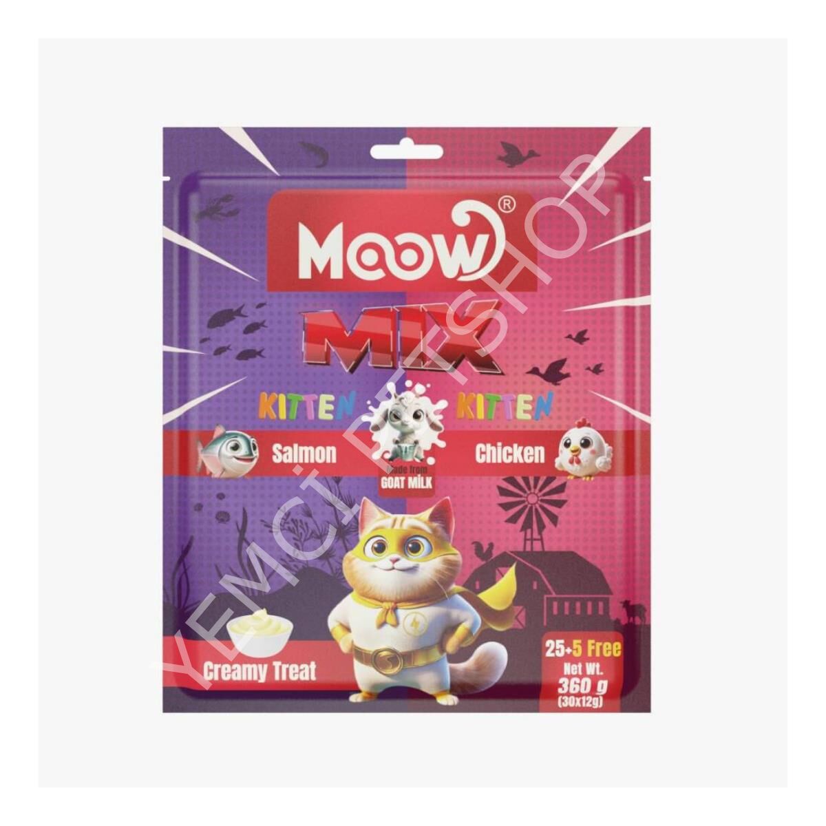 Moow Karışık Somonlu&Tavuklu Keçi Sütlü 12gr x 30' lu Yavru Kedi Krema Ödülü