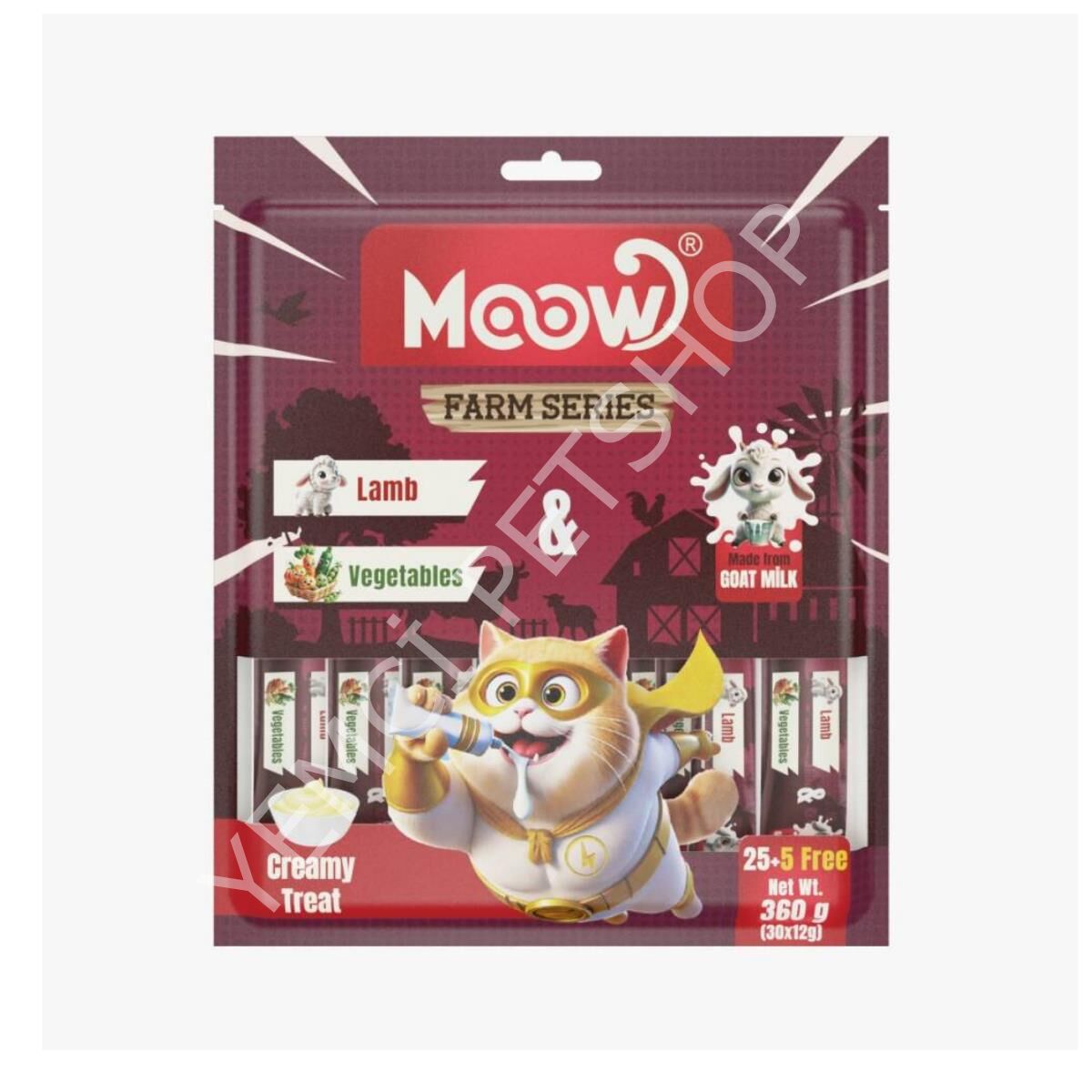 Moow Kuzu Etli&Sebzeli Keçi Sütlü 12gr x 30' lu Kedi Krema Ödülü