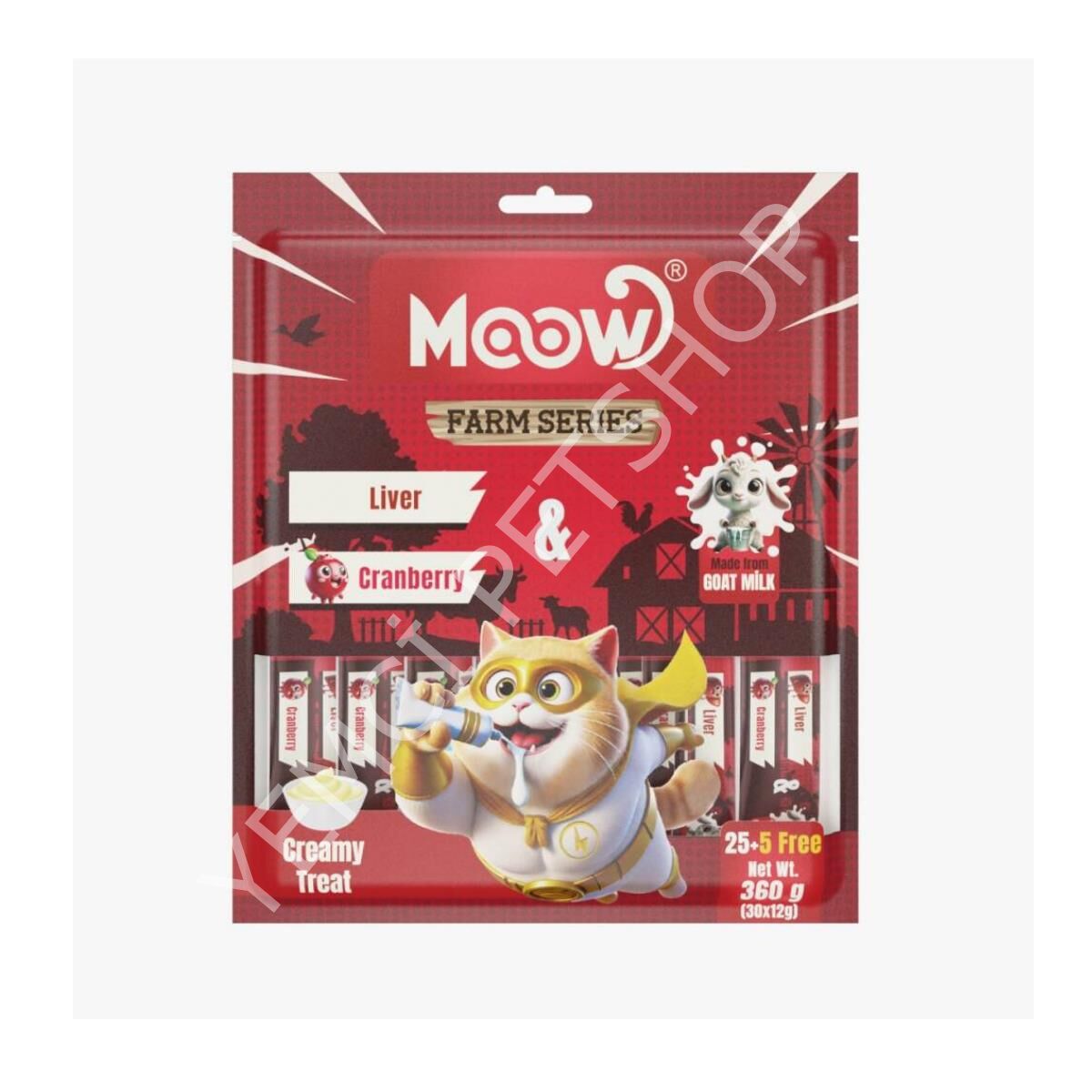 Moow Ciğerli&Kızılcıklı Keçi Sütlü 12gr x 30'lu Kedi Krema Ödülü