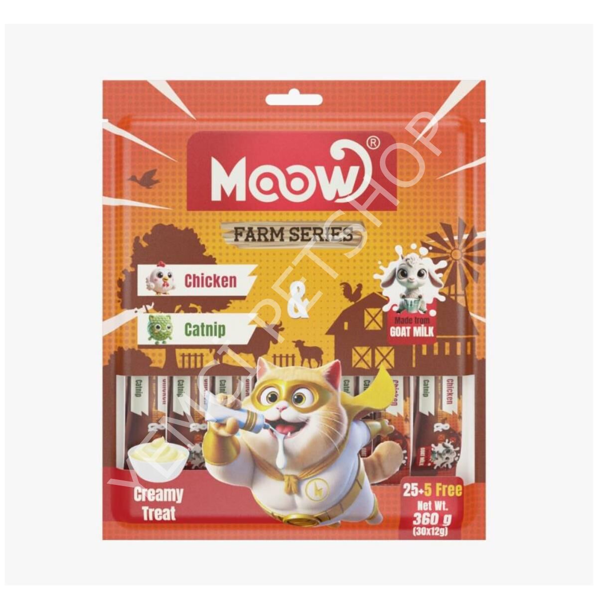 Moow Tavuklu&Kedi Naneli Keçi Sütlü 12gr x 30'lu Kedi Krema Ödülü