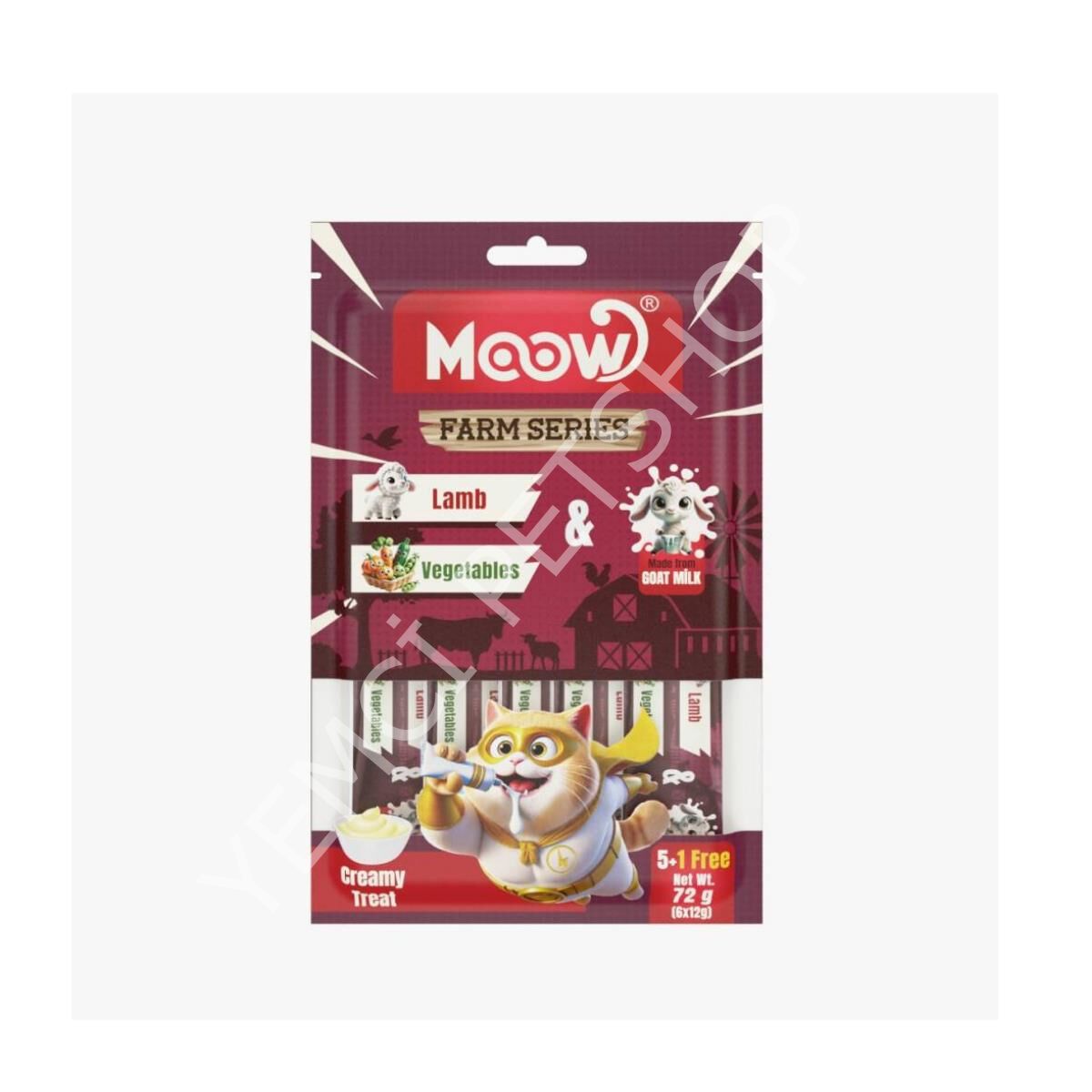 Moow Kuzu Etli&Sebzeli Keçi Sütlü 12 gr x 6  Adet Kedi Krema Ödülü