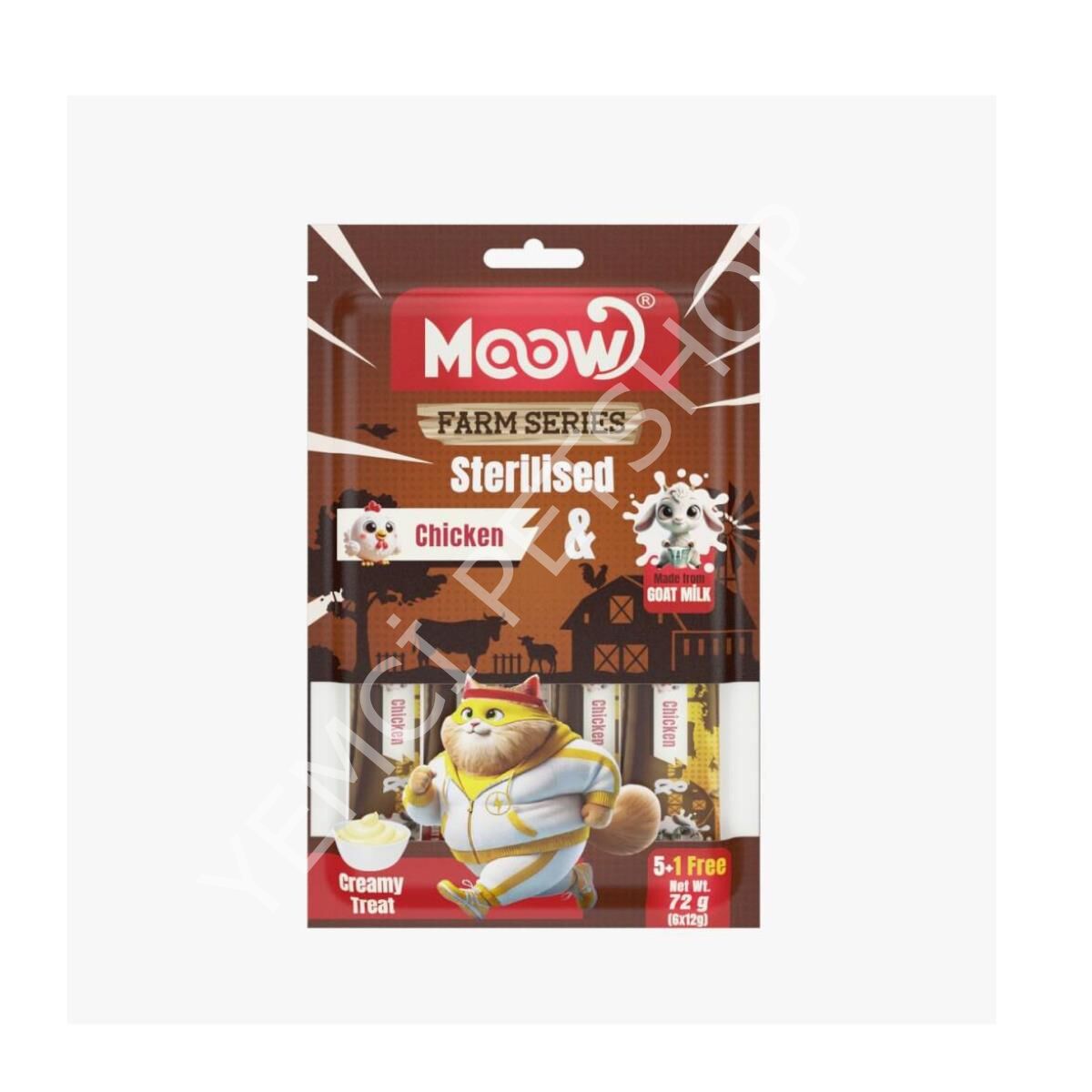 Moow Tavuklu Keçi Sütlü 12gr x 6 Adet Sterilised Kedi Krema Ödülü