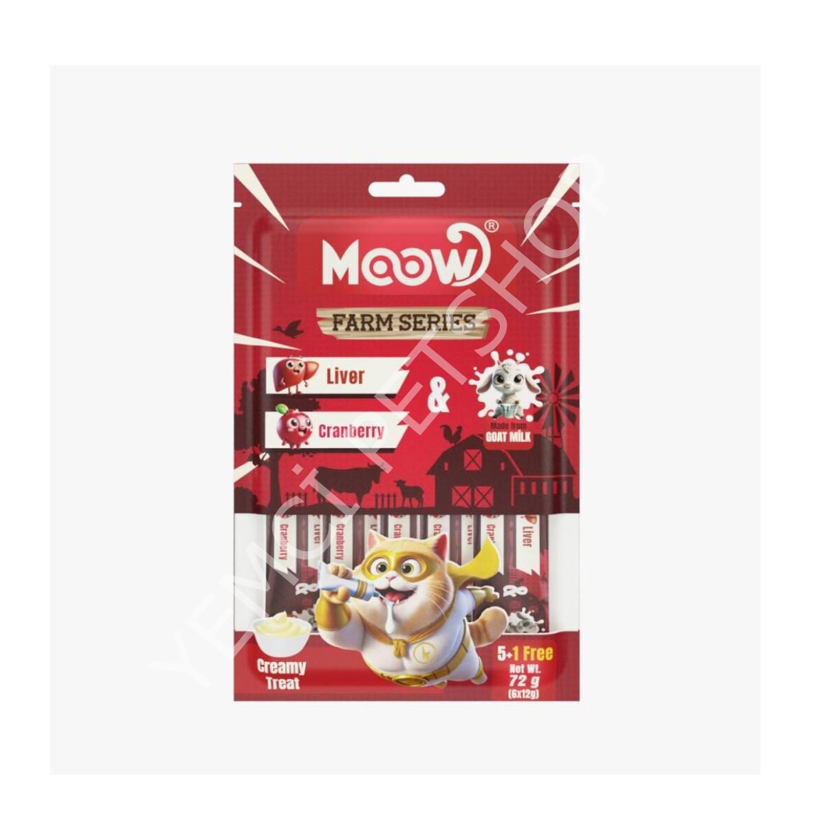 Moow Ciğerli&Kızılcıklı Keçi Sütlü 12gr x 6 Adet Kedi Krema Ödülü