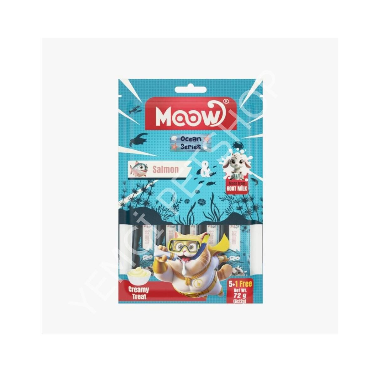 Moow Somonlu Keçi Sütlü 12gr x 6 Adet Kedi Krema Ödülü
