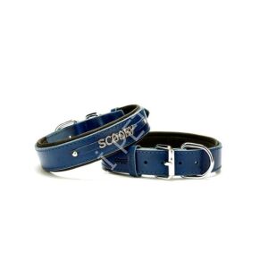 DOGGİE KONFOR DERİ ÇİFT İSİMLİKLİ BOYUN TASMASI ROYALMAVİ 3,5X47-55CM