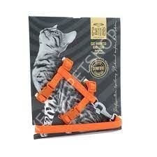 CATTİE KEDİ GÖĞÜS & GEZDİRME TAKIMI TURUNCU 1X25-40CM