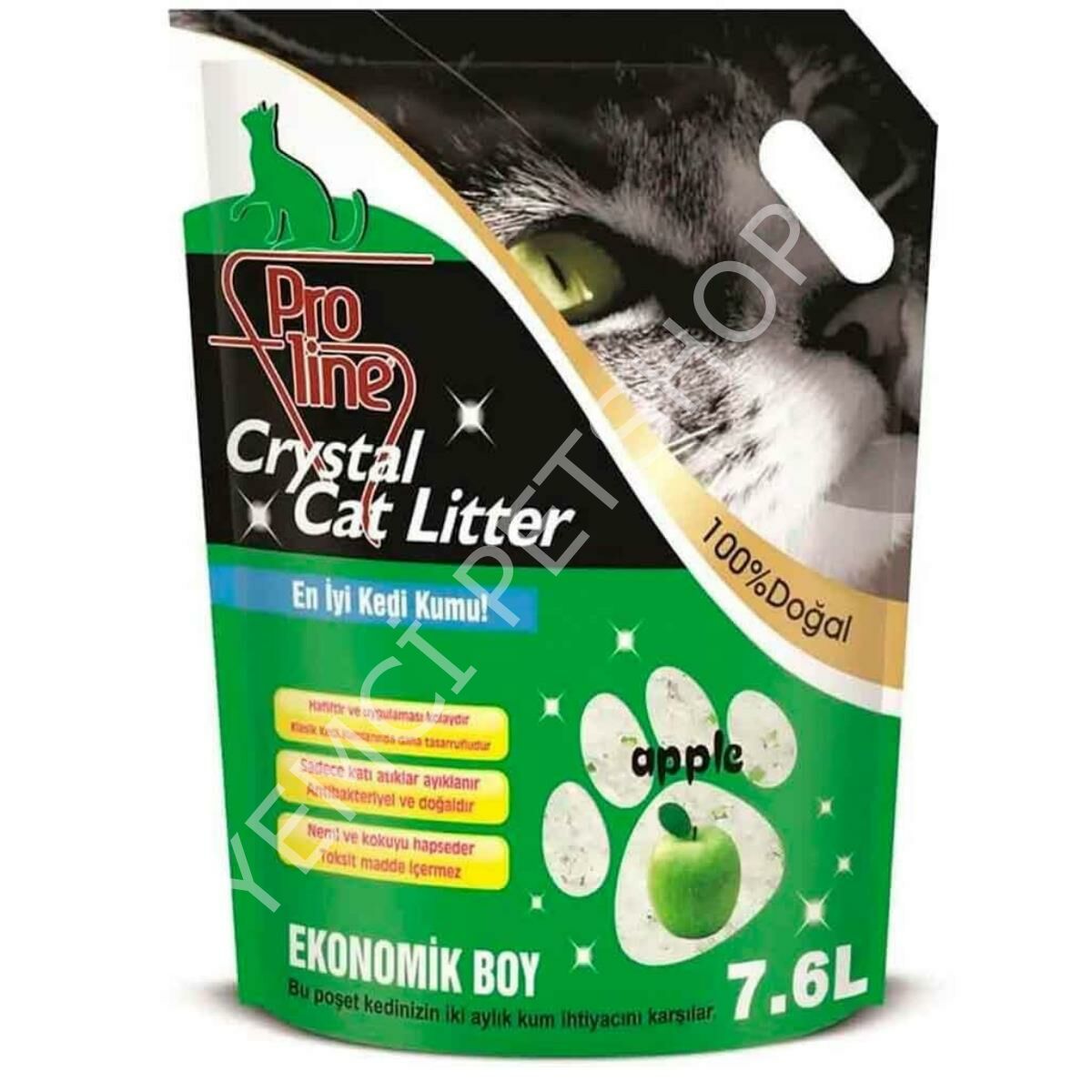 Proline Kristal Kedi Kumu Elma Aromalı 7,6 Lt