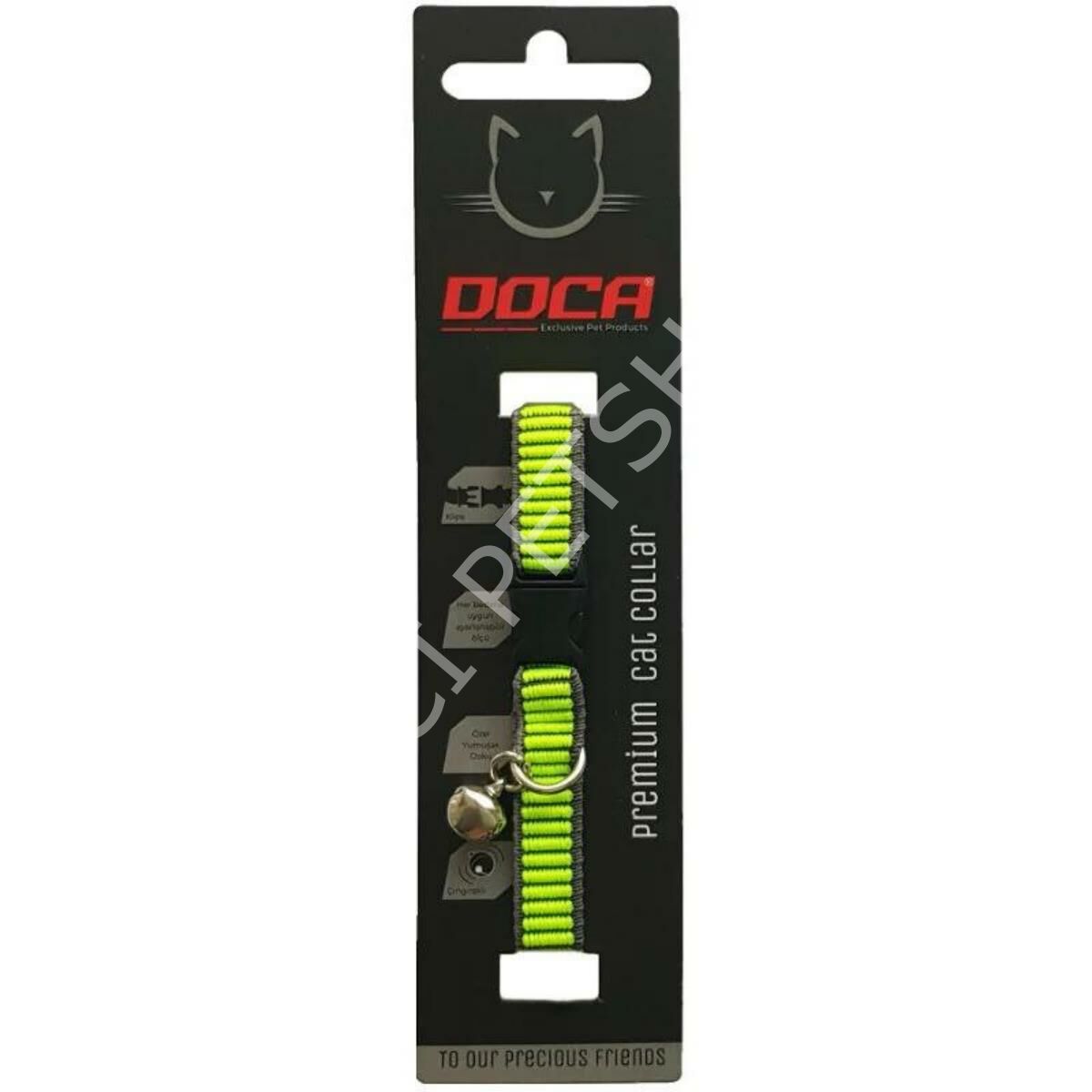 DOCA NEON YEŞİLİ KEDİ BOYUN TASMASI  1,2 X 18-28 CM