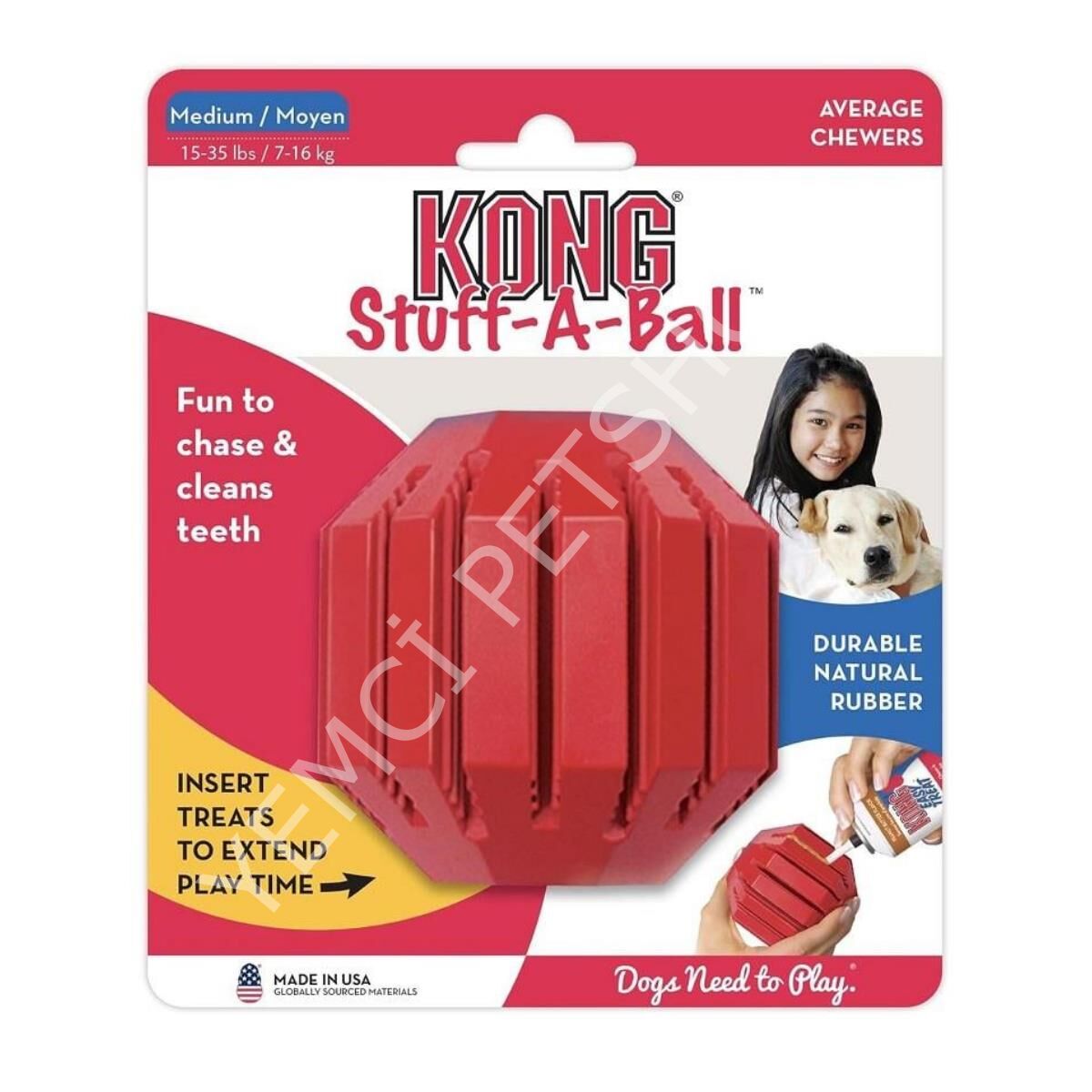 KONG Stuff-A-Ball Çok Amaçlı Köpek Oyuncağı Medium